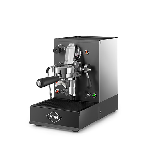 Kleine schwarze Siebträgermaschine "Domobar" der Marke VBM